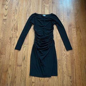 Kamalikulture Black Long Sleeved Ruched Dress Sz Small